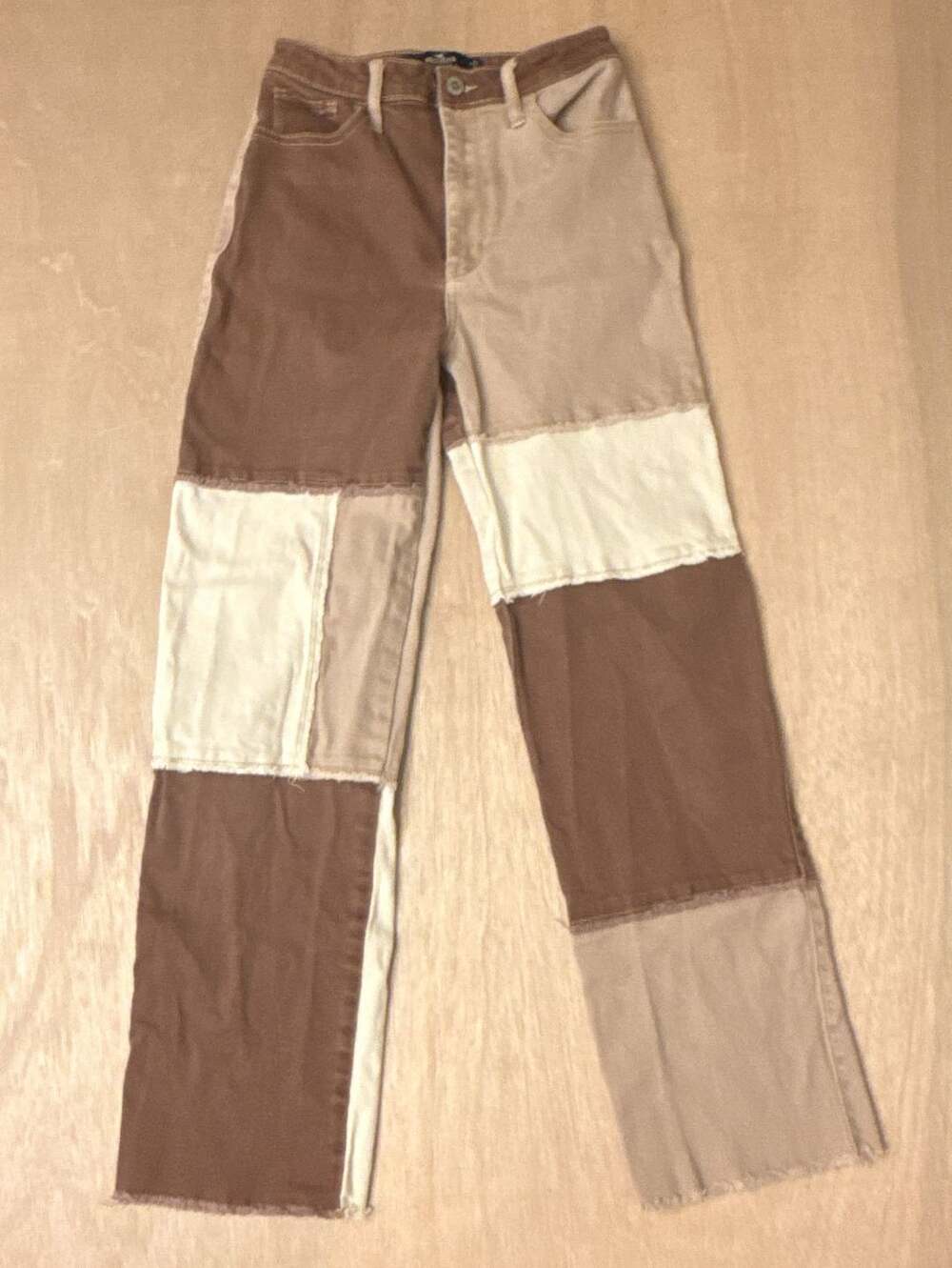 Hollister California Ultra High-Rise Dad Jeans Brown Patchwork Size 1R (W25 L31)